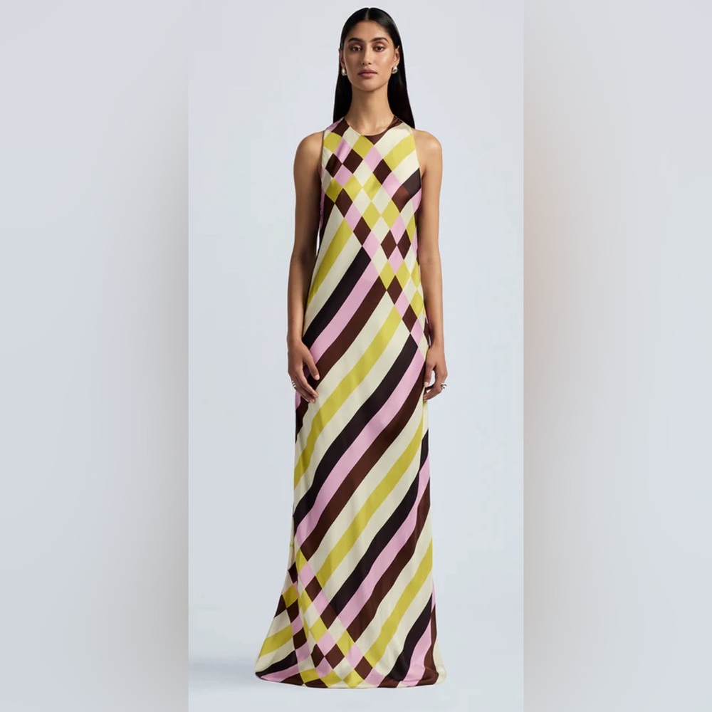 LELA ROSE STRIPED BIAS GOWN